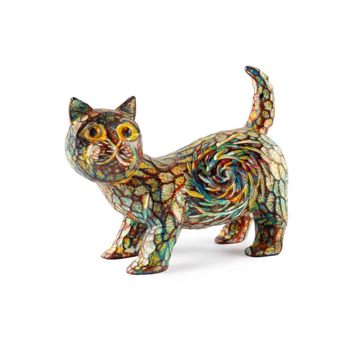 Tượng gỗ điêu khắc thủ công hội an- mèo xoáy