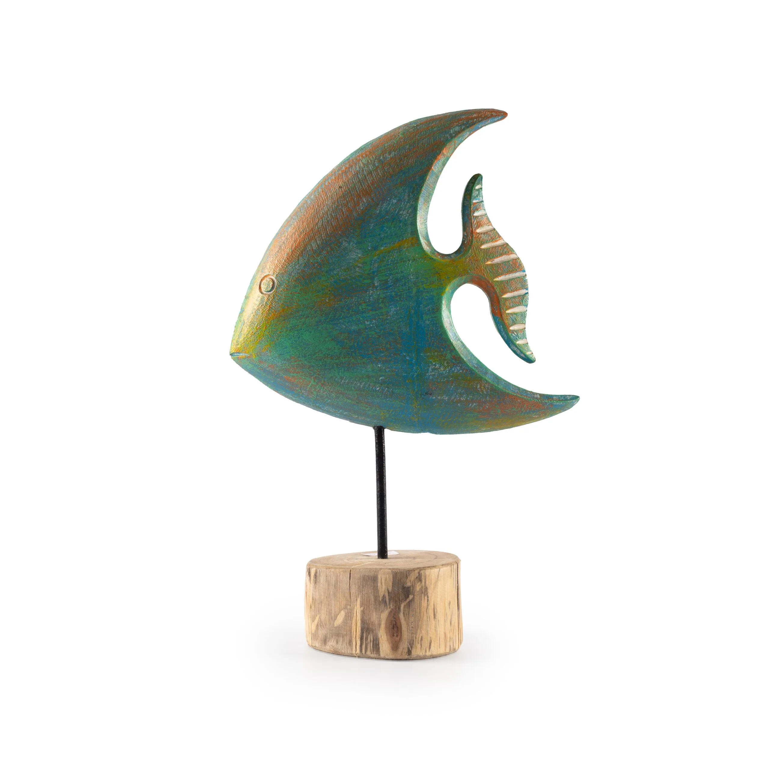 Tượng gỗ điêu khắc thủ công hội an - cá có đế